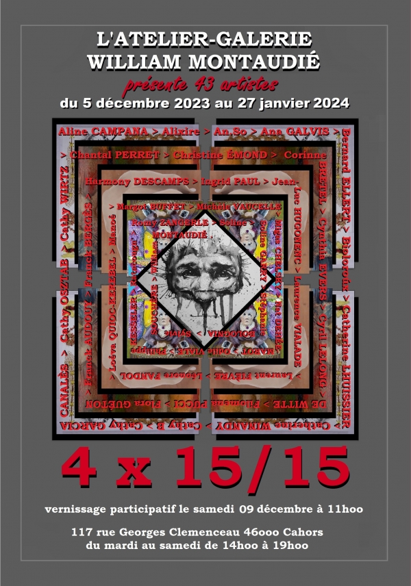 Galerie William Montaudié - Expo 15x15 - 5/12/23 au 27/01/24